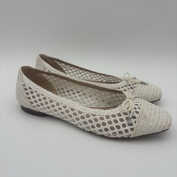 Sam Edelman May Woven Ballet Flats Bright White Womens Size 8.5 Summer Beach - Picture 1 of 9